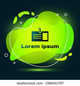 Icono de identificación negra aislado en fondo negro. Se puede usar para presentación, identidad de la empresa, publicidad. Pancarta abstracta con formas líquidas. Ilustración vectorial