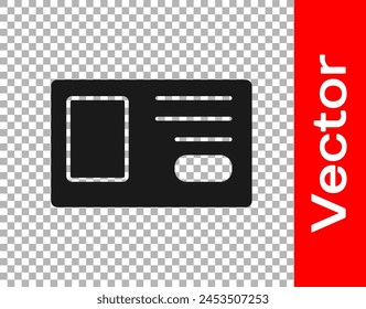 Black Identification badge icon isolated on transparent background. It can be used for presentation, identity of the company, advertising.  Vector