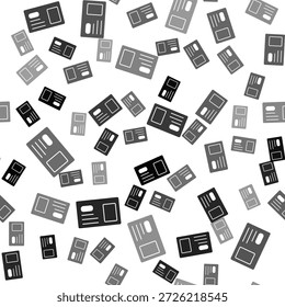 Black Identification badge icon isolated seamless pattern on white background. It can be used for presentation, identity of the company, advertising.  Vector