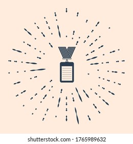 Black Identification badge with lanyard icon on beige background. Identification card. It can be used for presentation, identity of the company. Abstract circle random dots. Vector Illustration