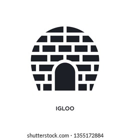 black igloo isolated vector icon. simple element illustration from travel concept vector icons. igloo editable logo symbol design on white background. can be use for web and mobile