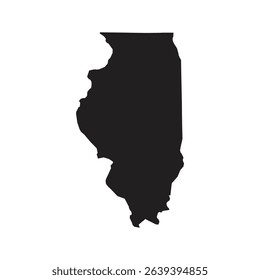 Black Illinois map isolated on white background