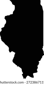 Ilustración vectorial de silueta de mapa del estado de Illinois negro. Icono geográfico minimalista con una frontera limpia del Medio Oeste y una estética plana audaz aislada sobre fondo blanco. Gráfico de viaje de Profesional para marca regional, señalización turística local y corte de vinilo.