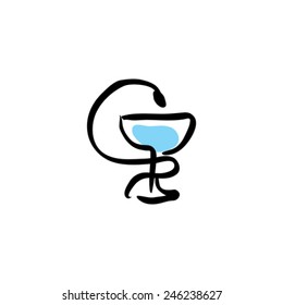 Black illustrated vector pharmacy icon, simple medical pictogram, drugstore sign.