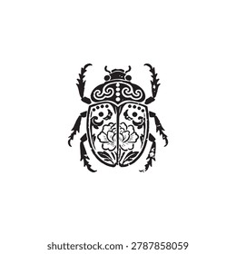 Black illustration art insect beetle isolated