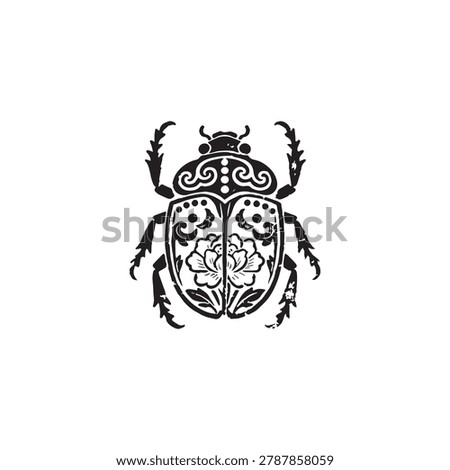 Black illustration art insect beetle isolated