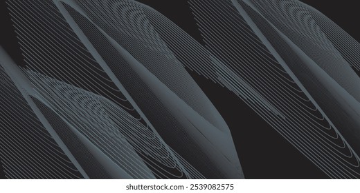Black illustration background with soft and elegant blue color pattern  wave lines. Premium design for wallpaper, banner, poster.