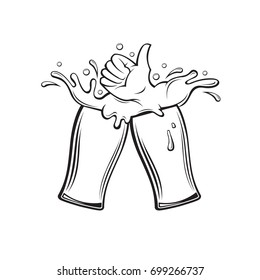black illustration of beer glasses with foam as hand