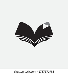 black illustration book simple logo vector design