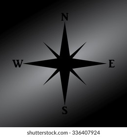Black illustration of a compass rose