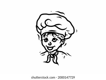 Black illustration drawing of chef design