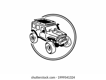 Black illustration drawing of off road car design