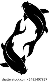 black illustration of fish without background
