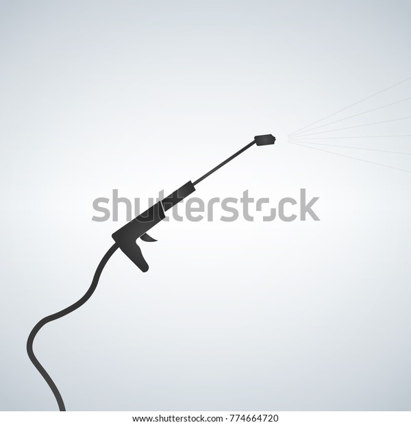 Black illustration of high pressure washer\
isolated on white background. Vector\
icon