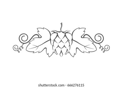black illustration of hops for brewing