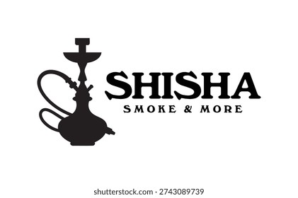 Black illustration logo design of hookah