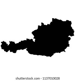 black illustration map of Austria