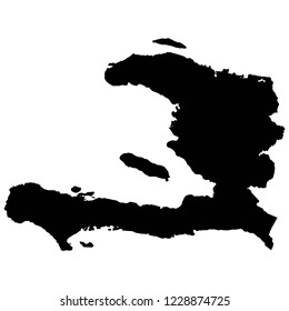 black illustration map of Haiti