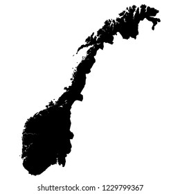 black illustration map of Norway