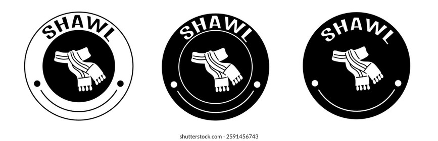 Black illustration of shawl icon in flat. Stock vector.
