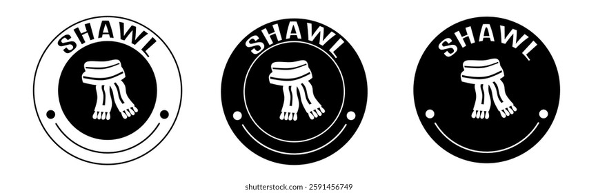 Black illustration of shawl icon in flat. Stock vector.