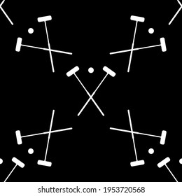 Black image the hammers and ball. Hammers and the ball croquet on a white background. Sign croquet sports. Sports equipment for croquet. Stock vectorcroquet. Stock seamless pattern vector