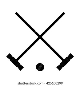 Black image the  hammers and ball. Hammers and the ball croquet on a white background. Sign croquet sports. Sports equipment for croquet. Stock vectorcroquet. Stock vector
