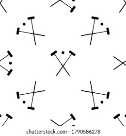 Black image the hammers and ball. Seamless croquet pattern Hammers and the ball croquet on a white background. Sign croquet sports. Sports equipment for croquet. Stock vectorcroquet. Stock vector