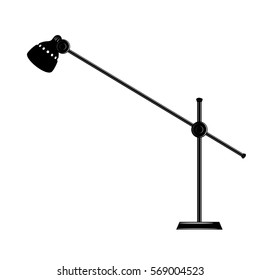 Black image of modern floor lamp on a white background. Stock vector illustration