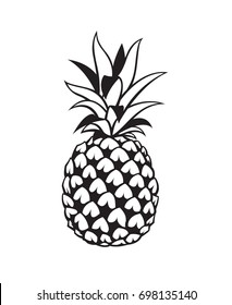 black image of pineapple tropical fruit