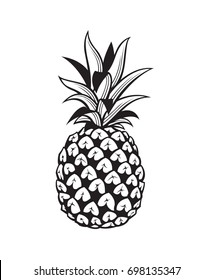 black image of pineapple tropical fruit