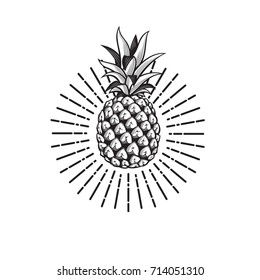black image of pineapple tropical fruit