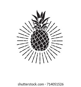 black image of pineapple tropical fruit