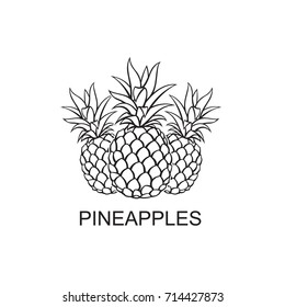 black image of pineapple tropical fruits