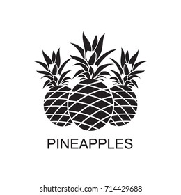 black image of pineapple tropical fruits