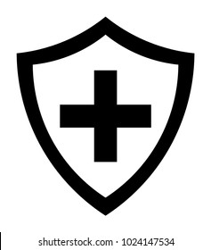Black Immune System (Cross In A Shield) Icon With Transparent Center