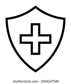 Black Immune System (Cross In A Shield) Line Icon