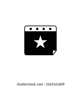 Diseño de icono de calendario de fecha importante en negro aislado en fondo blanco