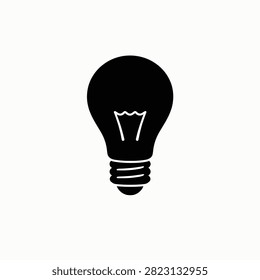 A black incandescent light bulb with a glowing filament and standard Edison screw base