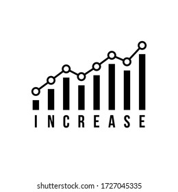 black increase icon like market growth. simple interest productivity logotype graphic minimal design element. concept of progress report or statement and high data and lead generation or performance