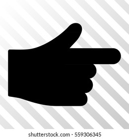 Black Index Hand interface pictogram. Vector pictogram style is a flat symbol on diagonally hatched transparent background.