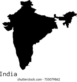 Black India Map Vector Silhouette Stock Vector (Royalty Free) 755079862 ...