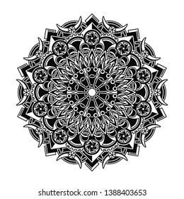 BLACK INDIAN MANDALA ART VECTOR