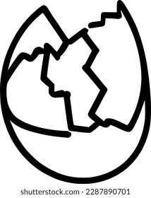 ícono de línea de huevo roto individual negro, simple contorno cocinar comida lisa diseño pictograma, vector infográfico para la aplicación logo botón web ui ux elementos de interfaz aíslan sobre fondo blanco