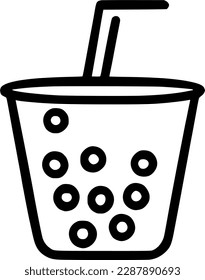 black individual bubble tea line icon, simple outline fresh sweet drink flat design pictogram, infographic vector for app logo web button ui ux interface elements isolate on white background