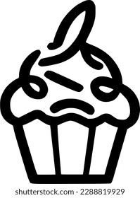 black individual cupcake line icon. simple delectable cafe food flat design pictogram, clip art vector illustration for ad app logo ad web banner button ui ux interface elements isolate on white