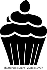 black individual cupcake line icon. simple delectable cafe food flat design pictogram, clip art vector illustration for ad app logo ad web banner button ui ux interface elements isolate on white