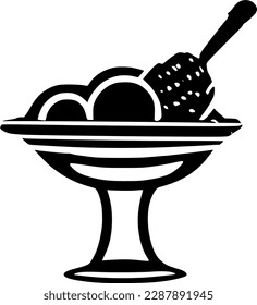 black individual gelato bowl icon. simple modern cafe menu flat design pictogram, clipart vector illustration for ad app logo ad web banner button ui ux interface elements isolate on white