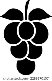 icono de línea de uva individual negra, simple y sabrosa fruta fresca diseño plano pictograma, vector infográfico para la aplicación logo botón web ui ux elementos de interfaz aíslan sobre fondo blanco