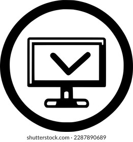 black individual proctor with check mark line icon, simple successful system procedure flat design pictogram, infographic vector for app logo web button ui ux interface component isolate on white